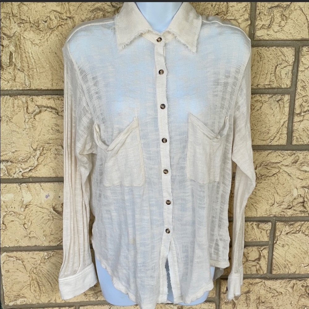 Free People Beach Thin Soft Button up Cover up